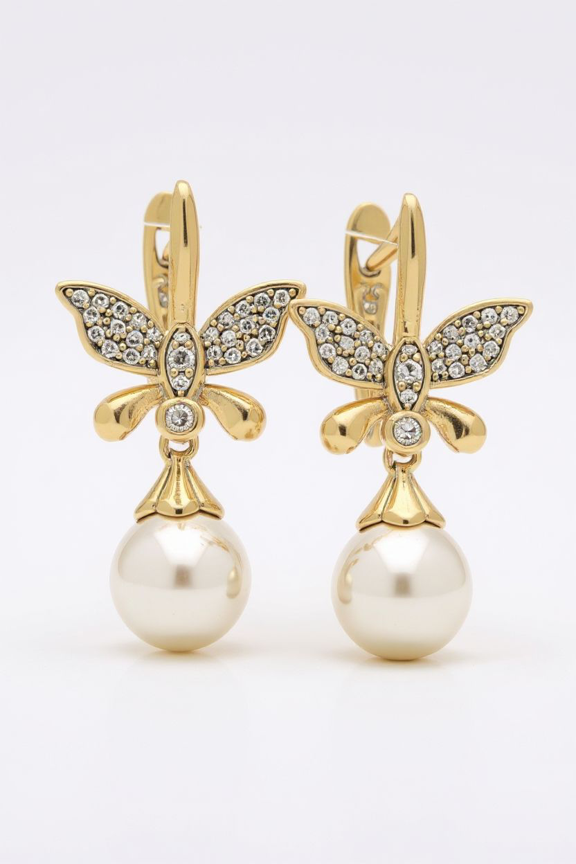 Kullatud pärliga kõrvarõngad